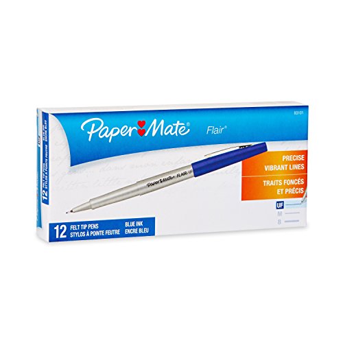 Papermate flair porous point stick free-flowing liquid pens, blue…