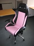 Kitchen & Housewares : Stylish Racing Car Office Seat - New - Faux Leather - Pink/Black!