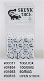 16mm d6 Round Cornered Opaque Skunk Dice, White w/Black