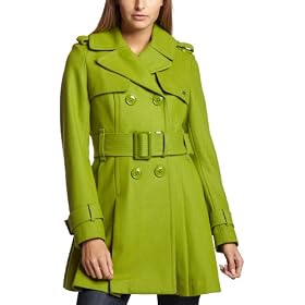 Miss Sixty Women's Belted Wool Coat With Pleated Skirt