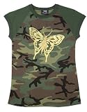 Girl's Camo T-shirt with Gold Butterfly