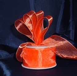 Sheer Organza Ribbon Mono Edge - 1.5" - 25 Yards (75 FT) - Orange