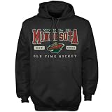 NHL Old Time Hockey Minnesota Wild Raked Hoodie - Black (Medium)