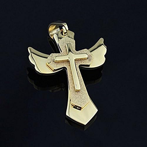 YSW Fashion Angel Wings Corss Stainless Steel Necklace