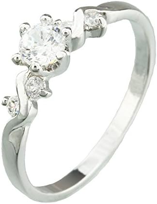 FM42 Flower & Leaf Design Prong Set Crystal Fashion Ring R23