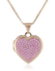 18K Gold over Sterling Silver Crystal Locket Chain Pendant Necklace, 18"