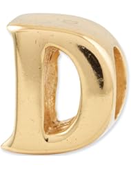 Reflection Beads Silver Gold Plated Letter D Block Alphabet Bead