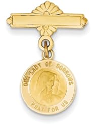 14k Yellow Gold Our Lady of Sorrows Medal Pin