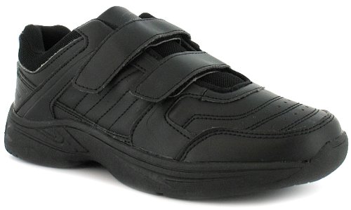 Mens Black Casual Velcro Comfort Trainers - Black/Black - UK 9
