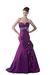 Beaded  Lace-Up Fitted Satin Mermaid Sweetheart Prom Dress  with a Brush/Sweep Train  With a Bow(s)