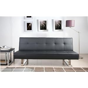 Click Clack Sofa on Black Faux Leather Click Clack Futon Sofa Bed   New    Amazon Co Uk