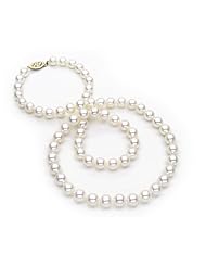36" AAA Akoya Cultured Pearl Necklace 6X6.5mm with 14K Gold Clasp
