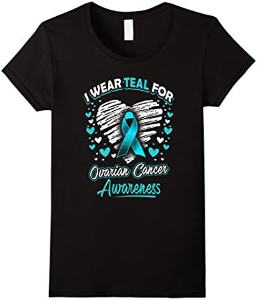 Women's I Wear Teal For Ovarian Cancer Awareness T Shirt XL Black