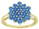 10KT 1.40CTW NEON BLUE APATITE CLUSTER RING