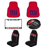 NFL New York Giants 6 PC Auto Accessories Combo Kit Carpet Fan Floor Mats, Seat Covers, Steering Wheel Cover and Chrome License Plate Frame Ford Trucks 2010 F150 NFL New York Giants 6 PC Auto Accessories Combo Kit Carpet Fan Floor Mats, Seat Covers, Steering Wheel Cover and Chrome License Plate Frame