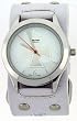 Cross Silver Women's Trendy Design Round Steel White Numbered Case Punk Rocker White Cross Print Leather Band Wrist Watch