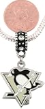 Pittsburgh Penguins Charm Fits Pandora, Troll, Bagli, Euro Bracelets Penguin with Hockey Stick Silver Metal