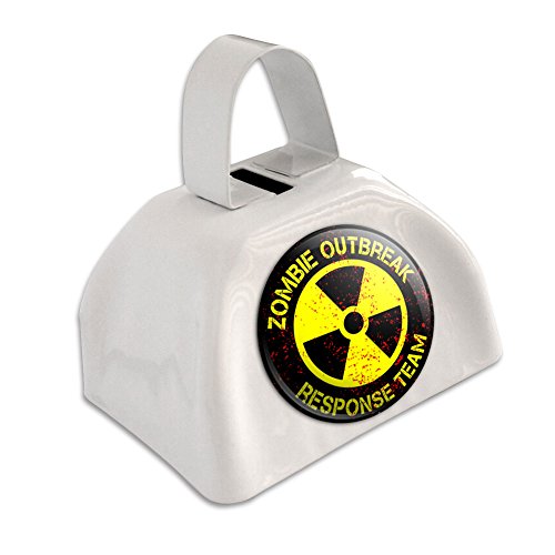 Zombie Outbreak Response Team - Radiation Symbol - Yellow on Black White Cowbell Cow Bell