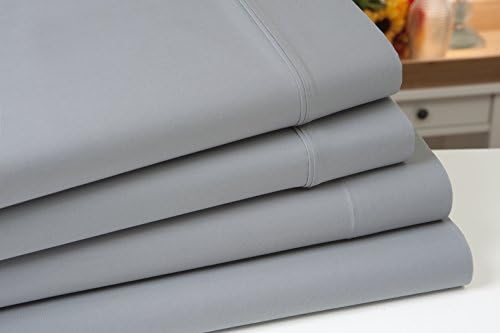 Aslan Organic Cotton Bed Sheet Set - 100% Cotton 4pc Sheet Set (Queen, Silver Grey)