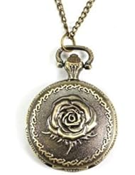 Women Men Rose Embossment Attractive Design Retro Style Pocket Watch