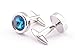 Super Shiny Swarovski Crystal Blue Opal Circular Cufflinks Elegant Style