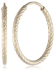 14K Yellow Gold Endless Diamond Cut Hoop Earrings
