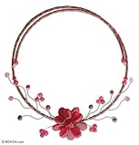 Quarztite and garnet choker, 'Red Bouquet'