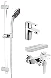 Produkt-Bild: Grohe 23078000 Get Set / Waschtischbatterie und Get Brausebatterie und Vitalio joy mono Brausegarnitur mit kostenloser Ablage