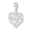 Sterling Silver Heart SWEET 16 Charm with 20 inch Sterling Silver Chain