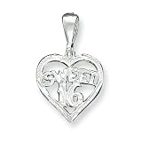 Sterling Silver Heart SWEET 16 Charm with 20 inch Sterling Silver Chain by A Great Jewelry Co.
