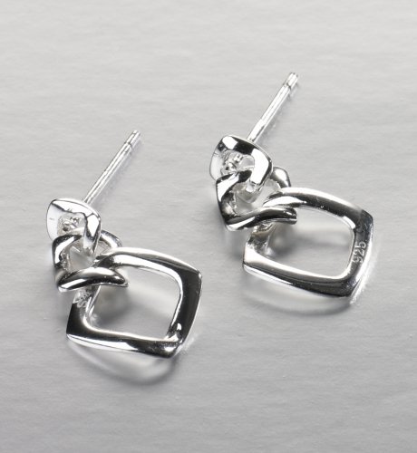 Sterling Silver Interlocking Square Earrings