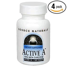 Source Naturals Active A With Beta Carotene 25,000 IU, 120 tablets (Pack of 4) by Source Naturals