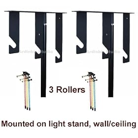 Ardinbir Studio 3x Chain Manual Drive Photography Background Backdrop Support System with Hooks, Rollers and Chains - Light Stand, Wall or Ceiling Mounted