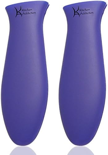 Kitchen Addiction Premium Large Silicone Hot Handle Potholder - Hot Handle Holder for Cast Iron or Metal Cookware - 2 Pack (Blue)