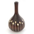 Handmade Lacquered Mango Wood Flower / Bud Vase With Painted Etched Floral Detail (Thailand)