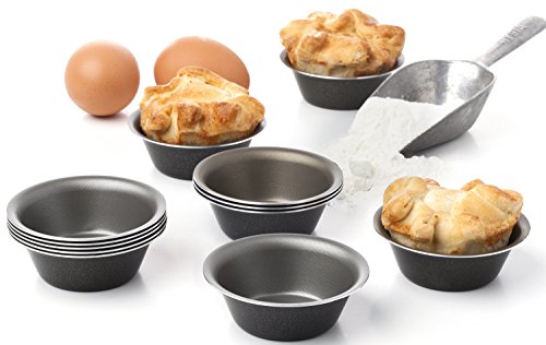 Surprise your friends and Family - 12 UNITS PACK Mini Pie Pans Cheesecake Round Pans Tart Pan Cake Molds Cupcake Muffins Brownies Baking Small Fluted Tartlet Pot pies Tins Baking Nonstick Coating Durable Anodized Aluminium Small Desserts Pastry Gourmet