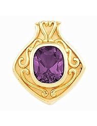 18K Yellow Gold Antique Cushion Cut Amethyst Pendant -- LIFETIME WARRANTY