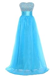 Strapless Beaded Organza Sweetheart Evening Dress/Prom Dress 