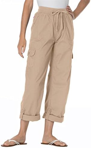 Women's Plus Size Pants With Convertible Length (New Khaki,16 W)