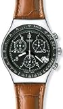 Swatch Men's Irony YCS429 Brown Leather Quartz Watch with Black Dial