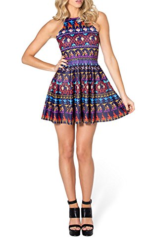 Zanuce Womens Sleeveless Floral Print Vintage Prom Dress
