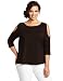 Karen Kane Women's Plus-Size Cold Shoulder Raglan Tee, Brown, 1X