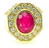 Vintage Mens Ruby & Diamond 18k Gold Ring