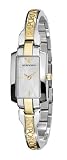 Emporio Armani Ladies Rectangular Case Silver Dial Stainless Steel And Ip Yellow Gold Bangle Bracelet Watch
