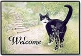Chesterton Black and White Welcome Tuxedo Cat Doormat Rug