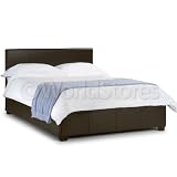 Leather Double Bed Ottoman Lifting Brown Leather Storage Bed