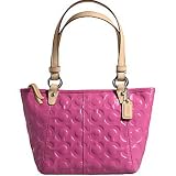 AUTHENTIC COACH LEAH OP ART EMBOSSED LEATHER TOP HANDLE XSMALL POUCH TOTE 42417