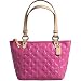 AUTHENTIC COACH LEAH OP ART EMBOSSED LEATHER TOP HANDLE XSMALL POUCH TOTE 42417