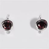 Sterling Silver Earrings with Garnet CZ - Size: 16mm