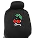 BDK Cherry Design Seat Covers for Car, SUV - Universal Fit Auto Accessory, W/ Belt Pad, Steering Wheel Cover